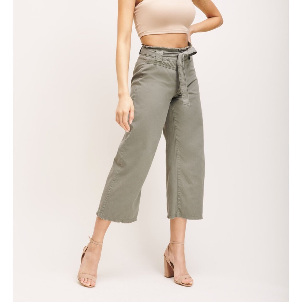 Dynamite “Karlie” Linen Culottes with Waist Tie